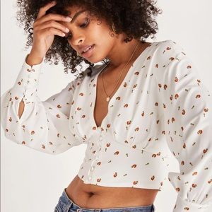 Backyard Roses Alex Button Front Rose Top